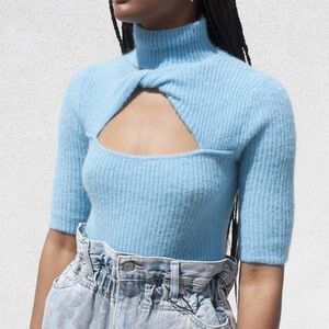Ganni Blue Knit Cutout Sweater